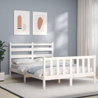 Bedframe zonder matras massief grenenhout wit 120x200 cm