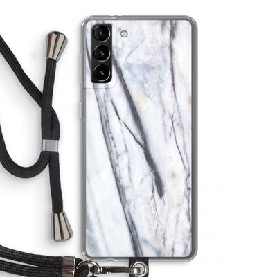 Gestreepte marmer: Samsung Galaxy S21 Plus Transparant Hoesje met koord