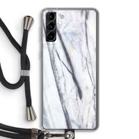 Gestreepte marmer: Samsung Galaxy S21 Plus Transparant Hoesje met koord