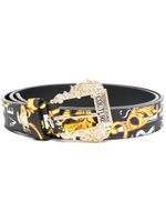 Versace Jeans Couture ceinture en cuir à logo imprimé - Noir