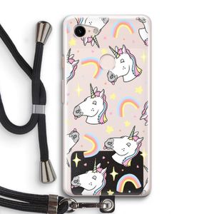 Rainbow Unicorn: Pixel 3 Transparant Hoesje met koord