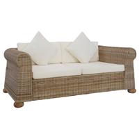 Tweezitsbank met kussens natuurlijk rattan