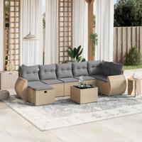 8-delige Loungeset met kussens poly rattan gemengd beige