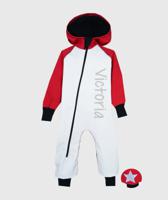 Waterproof Softshell Overall Comfy White/Red Jumpsuit - thumbnail