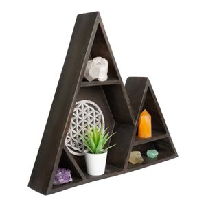 Houten Altaar Edelsteenkast Bruin Flower of Life Indonesie 48x42x8 cm