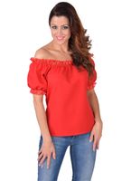 Blouse schoudervrij rood - thumbnail