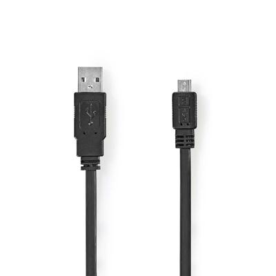 Nedis USB-Kabel | USB 2.0 | USB-A Male | USB Micro-B Male | 480 Mbps | Vernikkeld | 1.00 m | Plat | PVC | Zwart | Label - CCGL60410BK10