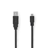 Nedis USB-Kabel | USB 2.0 | USB-A Male | USB Micro-B Male | 480 Mbps | Vernikkeld | 1.00 m | Plat | PVC | Zwart | Label - CCGL60410BK10