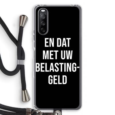 Belastinggeld - Zwart: Sony Sony Xperia 10 III Transparant Hoesje met koord