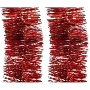 Decoris Kerstslingers - 4x - rood - lametta - 270 cm - glanzend - guirlande - kerstboomslinger