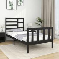 Bedframe massief hout zwart 75x190 cm