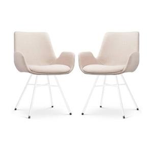 Nolon Noa-Eef Eetkamerstoelen Set van 2 - Beige - Witte Poten