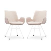 Nolon Noa-Eef Eetkamerstoelen Set van 2 - Beige - Witte Poten