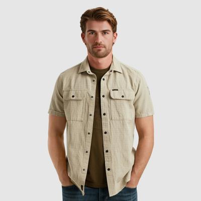 Pme Legend Psis2504220 Ctn/linen Dobby Fugees Overhemd 6386 Gray Green
