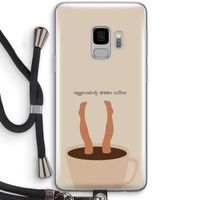 Aggressively drinks coffee: Samsung Galaxy S9 Transparant Hoesje met koord
