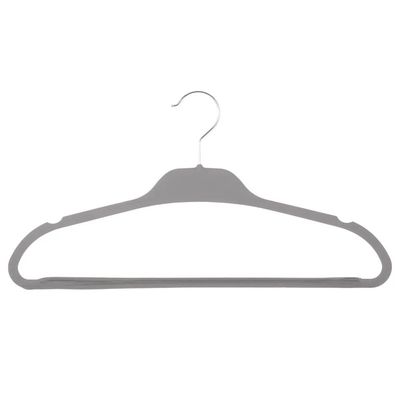 Set van 5x stuks kunststof/rubber kledinghangers grijs 45 x 24 cm