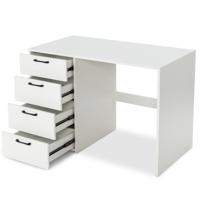 Bureau met 4 Laden Thuiskantoor Computertafel Klein Moderne Bureautafel PC-Tafel Wit 110 x 60 x 76 cm