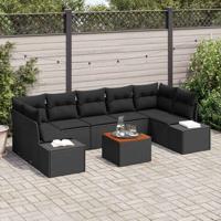 Tuinbankenset met kussen 8 pcs Zwart poly rattan