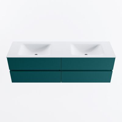 MONDIAZ VICA 160cm badmeubel onderkast Smag 4 lades. Wastafel CLOUD dubbel 2 kraangaten, kleur Talc.