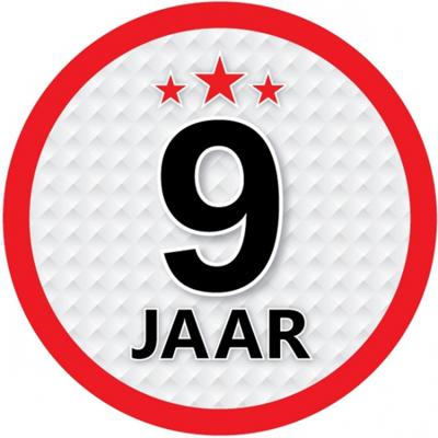9 jaar leeftijd sticker - rond - Dia 15 cm - 9 jaar verjaardag - jubileum - leeftijd versiering