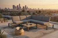 Albufeira modular lounge corner set anthracite alu/teak look Eurofar - Eurofar