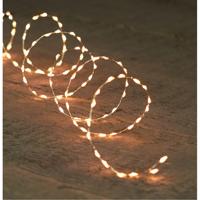 Draadverlichting lichtsnoer - 66 led lampjes - warm wit - zilver draad - 100 cm - lichtdraad