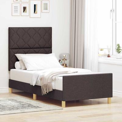Bedframe met hoofdeinde Donkerbruin 90 x 200 cm Stof