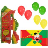 Carnaval versiering pakket - 1x grote vlag /2x crepe feestslingers/75x ballonnen - thumbnail