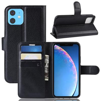 Litchi textuur horizontale Flip lederen case voor iPhone 11 met portemonnee & houder & kaartsleuven (zwart)