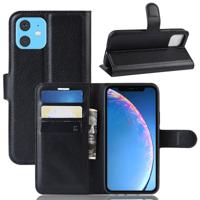 Litchi textuur horizontale Flip lederen case voor iPhone 11 met portemonnee & houder & kaartsleuven (zwart)