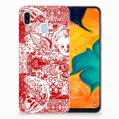 Silicone Back Case Samsung Galaxy A30 Angel Skull Rood