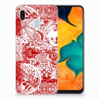 Silicone Back Case Samsung Galaxy A30 Angel Skull Rood