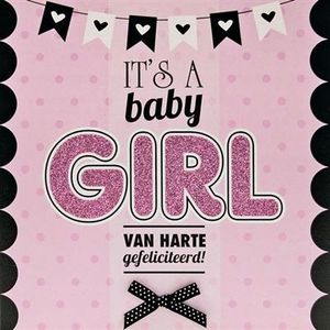 Geboorte Kaart &apos;It&apos;s a Baby Girl&apos; Roze