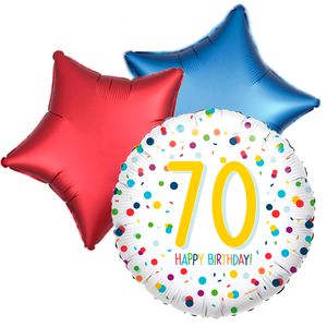 Ballonboeket confetti 70ste verjaardag