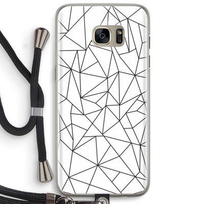 Geometrische lijnen zwart: Samsung Galaxy S7 Edge Transparant Hoesje met koord