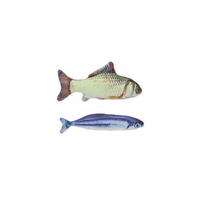 2x Stuks kattenspeelgoed vissen 19 cm karper en makreel