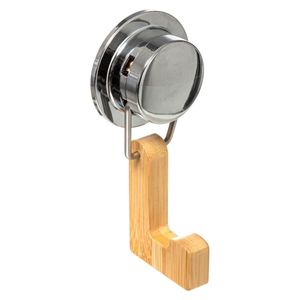 Badkamer handdoekhaakje/ophanghaakje - bamboe hout - met zuignap