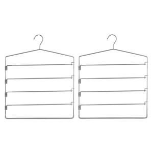 Five Kledinghanger - Set van 2x stuks - voor 4 broeken - metaal - 37 x 48 cm - broekhanger