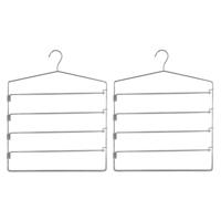 Five Kledinghanger - Set van 2x stuks - voor 4 broeken - metaal - 37 x 48 cm - broekhanger