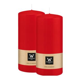 Cilinderkaars/stompkaars - 2x - rood - 15 x 7 cm - 63 branduren