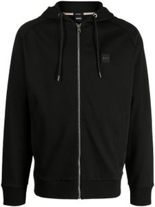 BOSS logo-patch drawstring hoodie - Noir