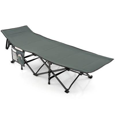 Veldbed met Zijvak tot 272 kg Belastbaar Inklapbaar Campingbed Klapbed Reisligstoel Vouwbed voor Reizen Grijs