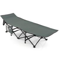 Veldbed met Zijvak tot 272 kg Belastbaar Inklapbaar Campingbed Klapbed Reisligstoel Vouwbed voor Reizen Grijs