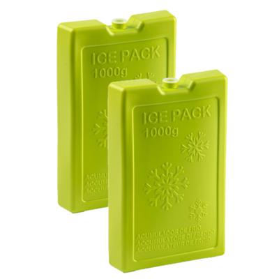 Koelelementen van 1000 gram - 4x stuks - groen - 22 x 14.5 x 3.5 cm - voor koeltas en koelbox
