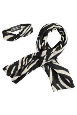 Like Flo winter sjaal + haarband meisjes - zwart/wit - Nila - geweven, zebra
