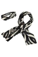 Like Flo winter sjaal + haarband meisjes - zwart/wit - Nila - geweven, zebra