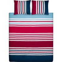 Ten Cate Katoenen Eenpersoons Dekbedovertrek Trone Stripe 140x200/220 cm Rood/Wit/Blauw