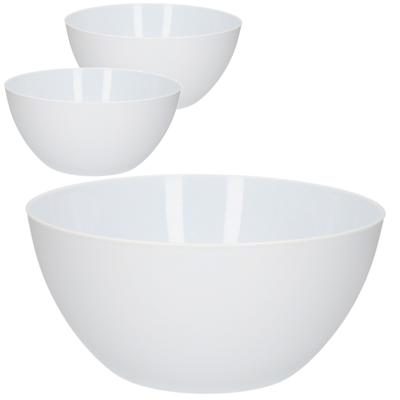 Plasticforte Serveerschaal - 3x - D25xH12 cm - kunststof - wit - saladeschaal
