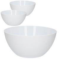 Plasticforte Serveerschaal - 3x - D25xH12 cm - kunststof - wit - saladeschaal Plasticforte Serveerschaal - 3x - D25xH12 cm - kunststof - wit - saladeschaal