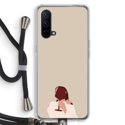 I drink wine: OnePlus Nord CE 5G Transparant Hoesje met koord